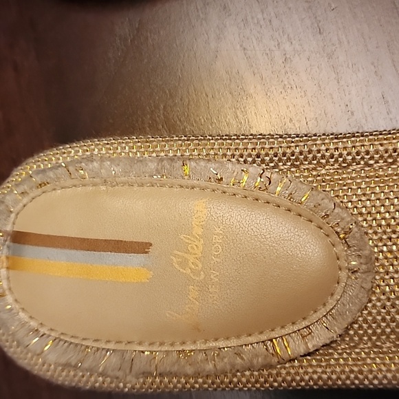 Sam Edelman Gold Sandals H-Style Bay Frey 2 Slip-On sz 9.5 - Picture 2 of 9